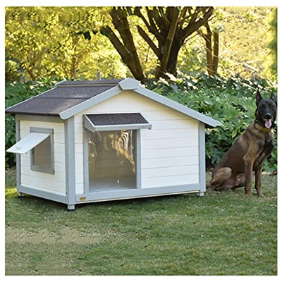 Lincheer Casetas para Perros para Exteriores 128 × 95 × 90 cm, caseta para Perros de Madera casetas para Perros al Aire Libre Refugio para Perros Jaul