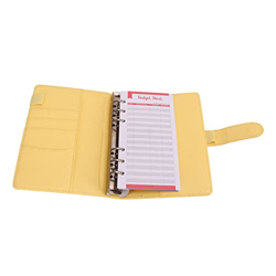 Carpeta de Presupuesto A6, Cuaderno de Manual Carpeta de Presupuesto en Efectivo Impermeable 6 Agujeros Vista Clara para la Escuela(Amarillo) características
