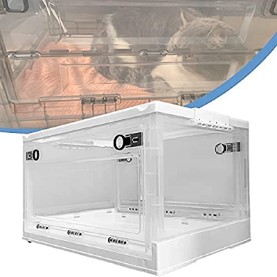 Jaula De UCI De Oxígeno para Perros Y Gatos, Caja De Nebulización para El Tratamiento De La Respiración De La Tos,Amazing23