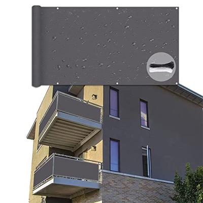 ELINHGO Balcon Proteccion 50x290cm, Pantalla privacidad Balcon, Resistente a los Rayos UV, Duradera, Ideal para Balcón, Jardín, Piscina - Gris Oscuro