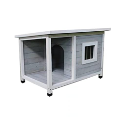 Perrera de madera para exteriores con ventana, casas para perros resistentes a la intemperie, refugio para mascotas Extra grande, jaula para perros, c precio