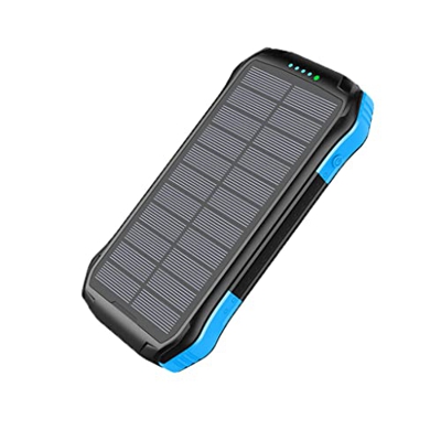Banco de energía Solar de 16000 mAh 18W QC3.0 Carga rápida bidireccional Powerbank Teléfono Cargador de batería Externa Batería Auxiliar (Azul)