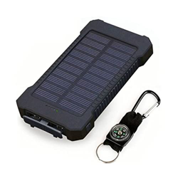 ALFLED Banco de energía Solar 20000 mah Batería Externa Banco de energía de Carga rápida con Linterna Sos para teléfonos domésticos al Aire Libre (Neg en oferta