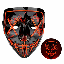 AONAT Mascara LED Halloween, Máscara de Purga LED que Brilla en la Oscuridad, Máscara de Terror con 3 Modos de Iluminación para Halloween,para Fiestas en oferta
