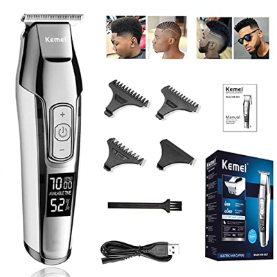 KEMEI Pantalla LCD para hombre, cortadora de pelo con cabeza calva, herramientas de corte de pelo profesional para barba, cortadora de pelo eléctrica 