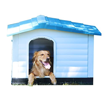 Casas para perros Casa para perros de plástico para perros medianos y grandes, refugio para mascotas resistente a la intemperie al aire libre, perrera