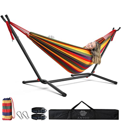 Anyoo Hamaca de Jardín con Soporte, Ajustable y Portátil Estructura de Hamaca de Acero con Bolsa de Transporte para Interior/Exterior Jardín Camping-C precio