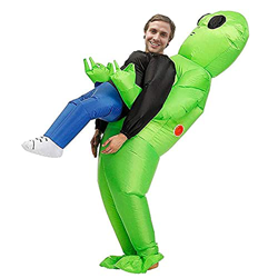 Diifoy ET Alien - Disfraz de alienígena verde para disfraces hinchables, aire ventilador operado para caminar de lujo vestido de fiesta de Halloween d en oferta