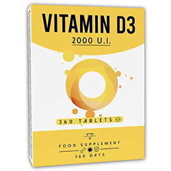 VITAMINA D3 2000UI - 360 TABLETAS (suministro de un año) | Vitamina D | Bienestar de huesos, dientes, músculos y sistema inmunológico | Sin gluten, OM precio