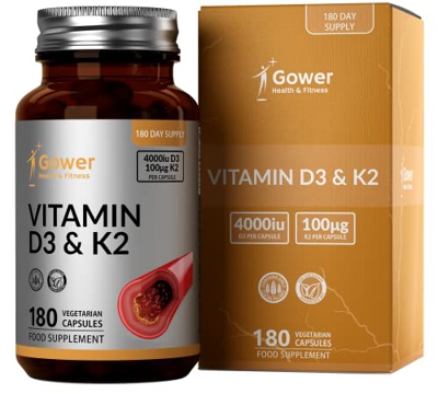 GH Vitamina D3 4000iu y Vitamina K2 100μg Suplemento | 180 Cápsulas de Vitamina D3 K2 | Vitamina D3 y K2 Sin OGM, Gluten, Lácteos ni Alérgenos | Relle