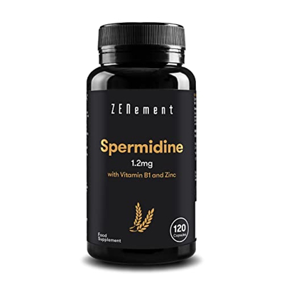 Zenement | Espermidina, 120 Cápsulas | 1,2 mg por cápsula | con Vitamina B1 y Zinc | Extracto de germen de trigo | Antiedad, Envejecimiento Saludable 