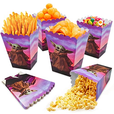 Caja de Palomitas Star Wars 12 pcs, Bolsa de Palomitas Bebe Yoda, Caja de Caramelos Star Wars, Contenedor de Palomitas Star Wars, Caja de Fiesta de Pa