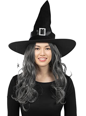 Funidelia | Sombrero de bruja con araña para hombre y mujer ▶ Brujas, Magos, Terror - Accesorios para adultos, accesorio para disfraz - Negro
