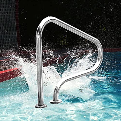 Pasamanos De Piscina con Placa Base De Montaje Rápido (Altura 31.5 '') Pasamanos De Escalera De Piscina De Acero Inoxidable 304 (Grueso 1.2 Mm)