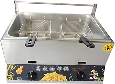 SILVOSWAN Freidora de gas LPG de una sola olla de 6L/12L Freidora de acero inoxidable con canasta, cocina al aire libre, para papas fritas Home Kitche