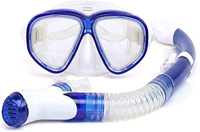 Buceo Buceo Snorkeling Snorkeling Snorkel Set Anti Niebla Vidrio Templado Scuba Snorkeling Gear Scuba Diving Pool Equipment para Adultos (Azul)