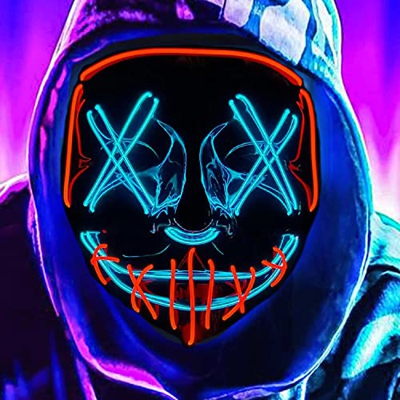 DWTECH Máscara LED de Halloween – Máscara de luz LED Máscara de miedo de alambre EL para mascarada Cosplay luz máscara facial para niños, hombres, muj
