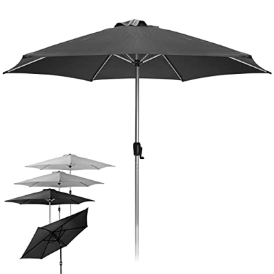 MIADOMODO® Parasol de Jardín - Ø 270 cm, Inclinable, Protección UV, con Manivela, Poliéster, Color a Elegir - Sombrilla Hexagonal para Terraza, Balcón