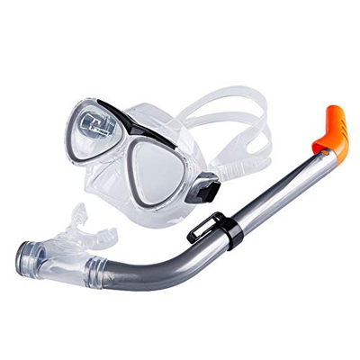 Máscara De Buceo para Niños Paja De Silicona, Juego De Tubos De Respiración, Máscara De Snorkel (Plata)