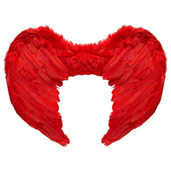 Tradineur - Alas de demonio con plumas y tirantes elásticos, complemento para disfraz de halloween, carnaval, cosplay, fiestas, navidad, Color Rojo (4 precio