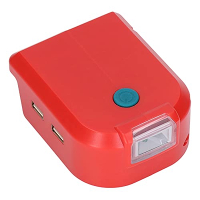 YYQTGG Convertidor de Energía de Batería, Adaptadores de Cargador de Baterías Duales USB de Amplia Aplicación con Luz LED para 14.4‑18V(ULE07DW Miwatc