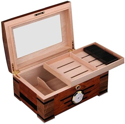 NIVOK Humidificador de Escritorio Humidificador Humidificador Caja Cewood Cigar Box 100 Cigarros