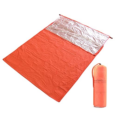 Benkeg Bolsa de Dormir,Saco de Dormir de Emergencia para 2 Personas Manta de Emergencia térmica Impermeable Ligera Equipo de Supervivencia para Aventu