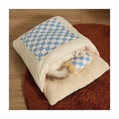 GZHERVICES Cama para Gatos Cave Sleeping Bag, Warming Cat Sleeping Bags， Anti-Slip & Water-Resistant Bottom, Washable Luxury Cat & Dog Bed (Color : A,