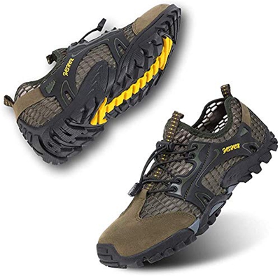 Rokiemen Zapatillas de Trekking para Hombres Sandalias Deportivas al Aire Libre Zapatos de Senderismo Transpirable Secado Rápido Antideslizante Verde 