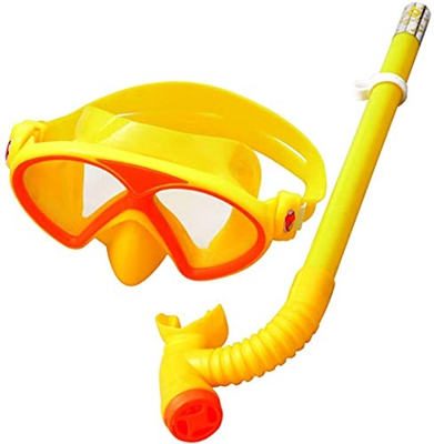 Buceo Snorkel Set Niños Antivaho Buceo Niños Natación Snorkeling Equipo con Tubo De Respiración para Niños Y Niñas 5-8 Años (Amarillo)
