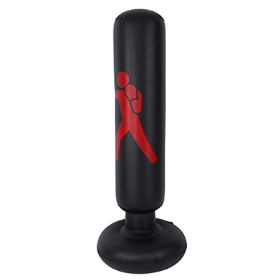 Saco de Boxeo Inflable, Saco de Práctica de Patadas de 160cm de PVC de Pie, Saco de Boxeador con Relleno de Arena de Agua, Fácil de Instalar, Columna 