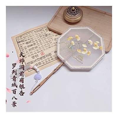 Folding Fan Chinese Japanese Style Female Round Fans Classical Dance Fan Handheld Circular Vintage Fan with Tassel Pendant Fan (Style 6) (Style 17)