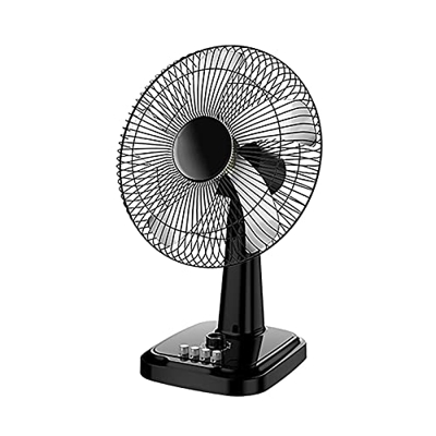 Oscillating Table Fan 12-Inch with 3 Speed Settings 5 Blades 60 Minutes Timer Pedestal Air Circulation Fan Black
