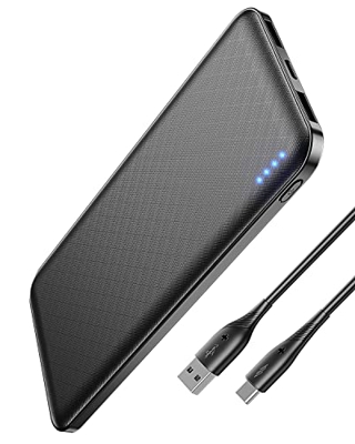 Power Bank 10000mAh, PD 18W/QC 22.5W Bateria Externa Carga Rapida, Bateria Externa Delgada, 3 Puertos de Salida (USB-A/C) y 2 Puertos de Entrada (Micr