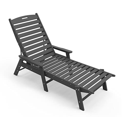 N&V Tumbona de polietileno de alta densidad para tomar el sol, tumbona de resina a prueba de todo tipo de clima, interior y exterior, jardín patio tra