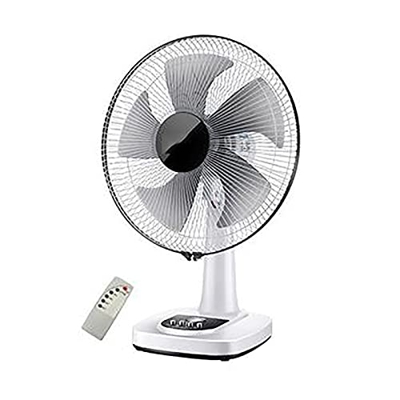 Remote Control Table Fan 16-Inch with 3 Speed Settings 5 Blades 60 Minutes Timer Oscillating Pedestal Air Circulation Fan Black