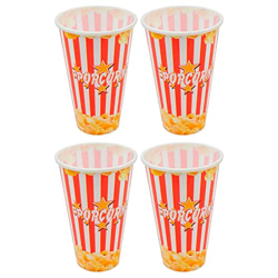AC – Pack de 4 Cubo de palomitas de plástico a rayas, recipiente reutilizable para cine en casa, fiestas, celebraciones (Rojo y blanco, 17,8 x 11,7 cm en oferta