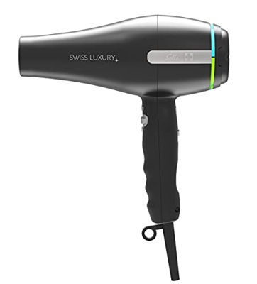 Solis Swiss Luxury 3800 Secador de pelo profesional - calidad suiza - función iónica - 11 velocidades - 3 funciones de calor y aire frío - Negro