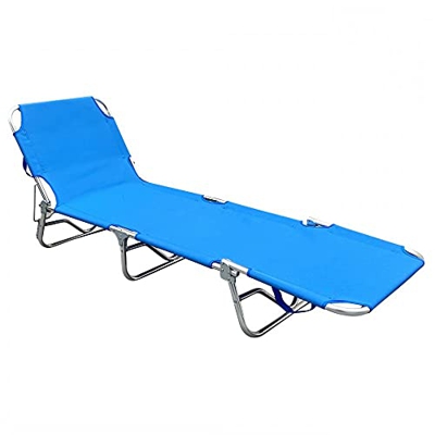 Mediawave Store - Tumbona con estructura de aluminio y tela de Oxford, para playa, camping, balcón, jardín, totalmente reclinable y plegable IKO2 (azu