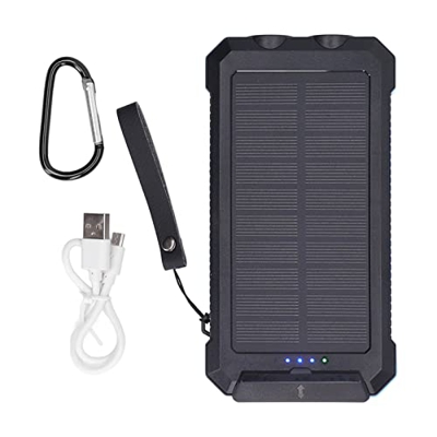 Rushbom Banco de Energía Solar Portátil de 30000 MAh Banco de Energía Solar Azul con Linterna LED para Acampar para Caminatas Al Aire Libre