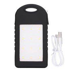 Rushbom Banco de Energía Solar 5000 Mah Banco de Energía de Carga Portátil con Linterna 12led para Acampar Al Aire Libre Pesca Negro en oferta
