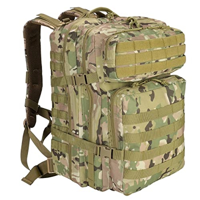 SHANNA Mochila Táctica 45L Militar, Paquete de Asalto Molle de Gran Capacidad para Utilidad Militar, Mochilas de Marcha para Caza Senderismo Acampada 