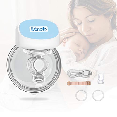 Wondfo Sacaleches eléctrico portátil, doble mano libre de leche, bomba potente, a prueba de fugas, leche ligera con 2 modos para el trabajo doméstico,