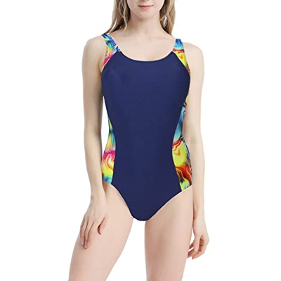 Mermaid Natación Mujer Traje De Baño Una Pieza Bañador Deportivo Mujer con Lisos Ropa De Baño para Deporte Mujer para natación Banda Estampado Abstrac