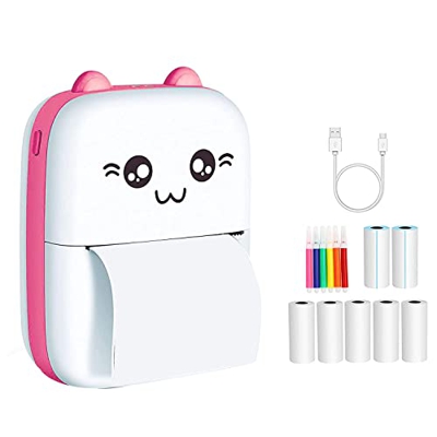 ZEELYDE Mini Impresora, Impresora de Bolsillo PortáTil, Impresora Sin Tinta TéRmica Inteligente InaláMbrica Bluetooth, Impresora de Fotos para TeléFon