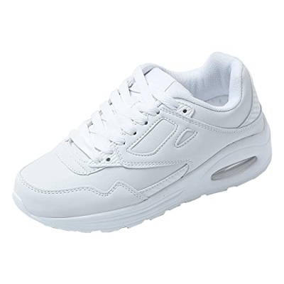 JOMIX Zapatillas Depotivas para Mujer Sneakers Zapatos de Deporte Zapatillas Casuales con Colchón de Aire Gimnasio Correr Tenis (Blanco, 39)