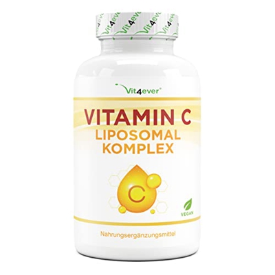Vitamina C liposomal - 240 cápsulas veganas - Premium: Altamente dosificada con 1000mg de vitamina pura por día - Biodisponibilidad particularmente al