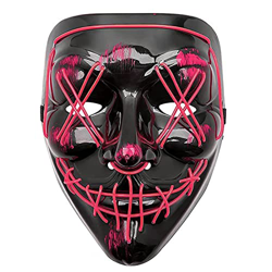 Probuk Halloween LED Máscaras Rosado EL Wire Light Up Divertido Craneo Esqueleto Luminosa Mascara de Terror con 3 Modos iluminaciónCostume Cosplay Acc en oferta