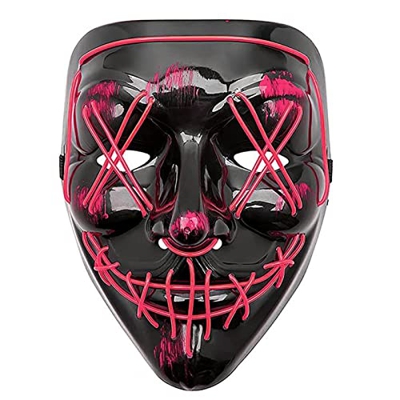 Probuk Halloween LED Máscaras Rosado EL Wire Light Up Divertido Craneo Esqueleto Luminosa Mascara de Terror con 3 Modos iluminaciónCostume Cosplay Acc