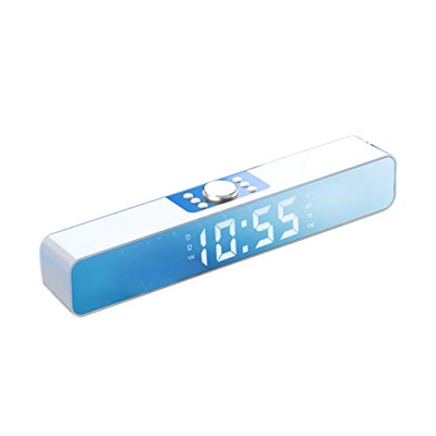asdfs Barra de Sonido LED, Reloj Despertador, Altavoz InaláMbrico Bluetooth, Barra de Sonido Envolvente de Cine en Casa, para PC, TV, Altavoz de Compu